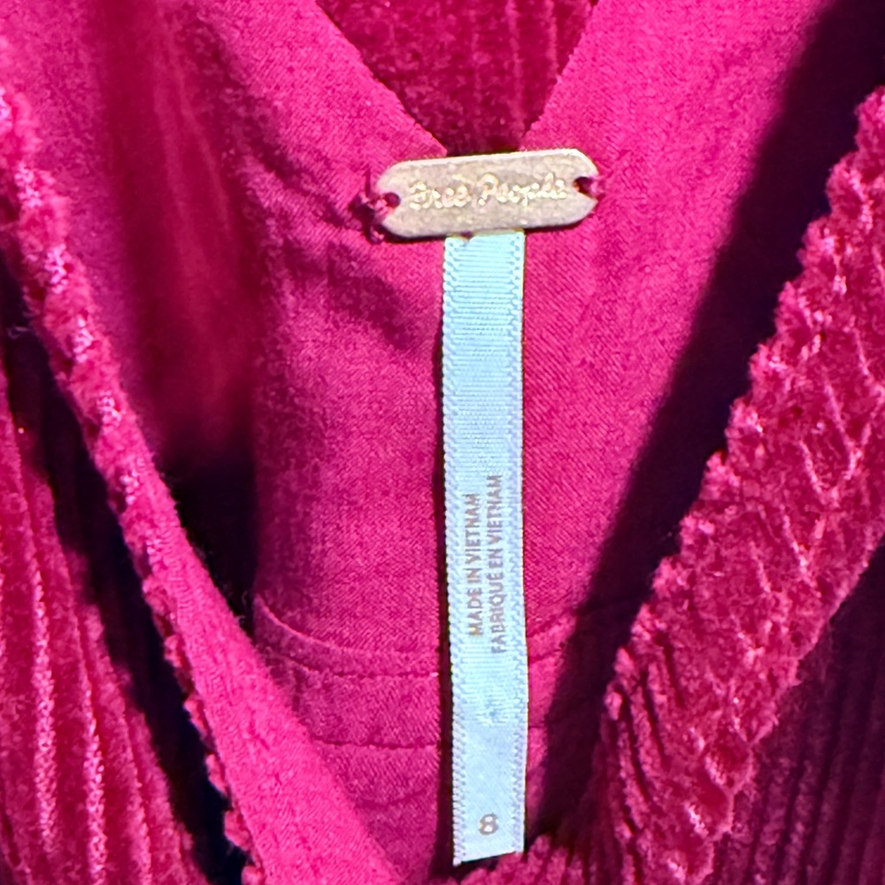 Free People Women's Maroon Corduroy Jumper Dress Size 8 - Picture 3 of 10